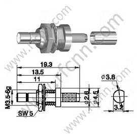 SSMB Female Bulkhead Mocowanie do złącza RG174 RF