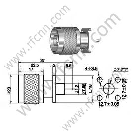 N męski złącze RF Flange Males Microtrip
