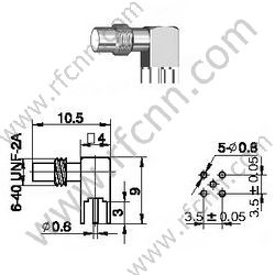 Kąt żeński SSMC dla złącza PCB RF