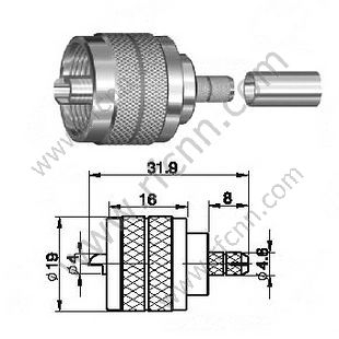 UHF Męski Crimp dla złącza RG58 RF