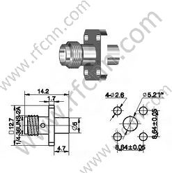 SMA Female Crimp 4 Otwory Kołnierz dla złącza RG405 RF
