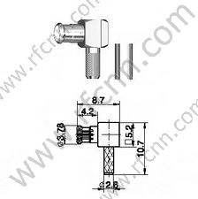 MCX Male Crimp Light Kąt dla Złącza RG174 RF