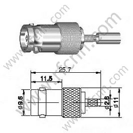 BNC Crimp Kobieta do złącza RG174 RF