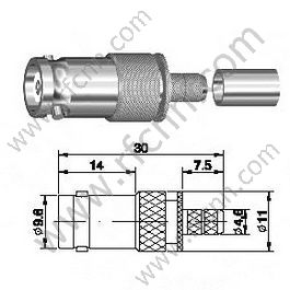 BNC Crimp Kobieta do złącza RG58 RF