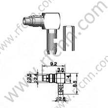 MMCX Male Crimp Light Kąt dla złącza RG174 RF
