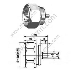 DIN 7/16 Mężczyzna dla RG402 Semi-sztywne złącze RF RG402