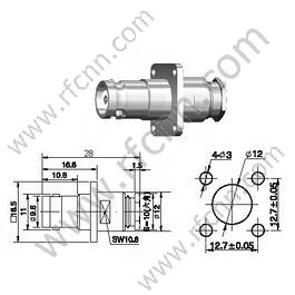 BNC Female Clamp Flange do złącza RG174 RF