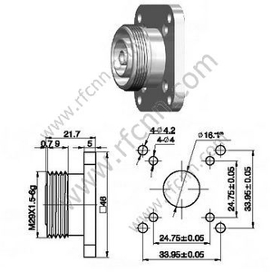 DIN 7/16 Female Micriptrip Flange 46mm RF Connector
