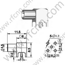 Kąt żeński MCX dla złącza RF PCB
