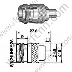 N Samica do MCX Female RF Adapter