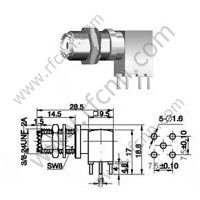 Mini UHF Kąt prosty dla złącza RF PCB