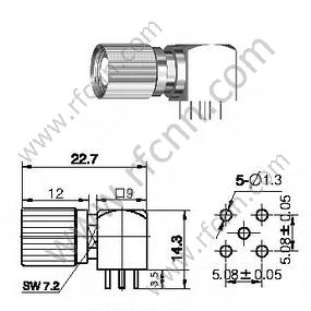 1.6 / 5,6 Kąt prosty dla złącza PCB RF