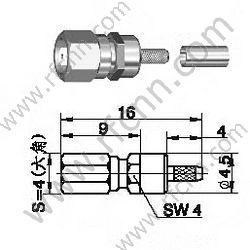 SSMC Męski Crimp dla złącza RG178 RF