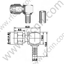SMC Męski kąt prawa do złącza RG174 RF