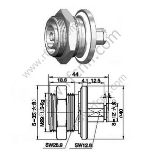 DIN 7/16 Bulkhead Panel Mount Kobieta do złącza RG58 RF