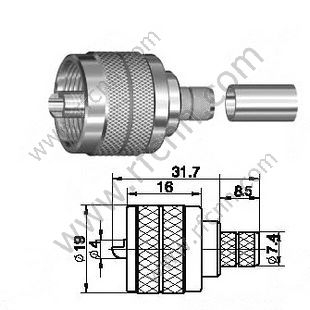 UHF Męski Crimp dla złącza LMR300 RF