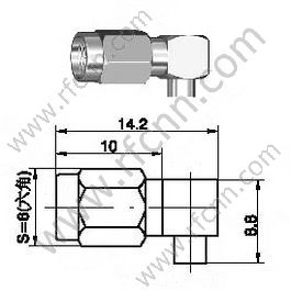SSMA Męski Kąt prosty dla złącza RG405 RF