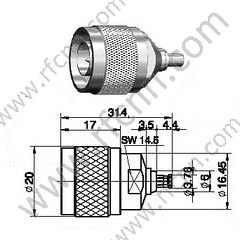 N Męski do MCX Male RF Adapter