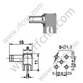 1,0 / 2.3 Kąt prawny dla złącza PCB RF